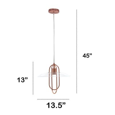 Image showing  1-Light Elongated Metal Pendant Light, Rose Gold