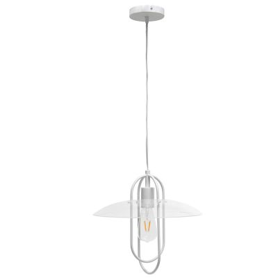 Image showing  1-Light Elongated Metal Pendant Light, White