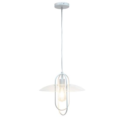 Image showing  1-Light Elongated Metal Pendant Light, White
