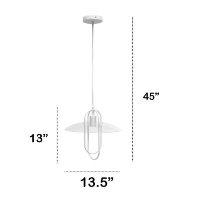Image showing  1-Light Elongated Metal Pendant Light, White