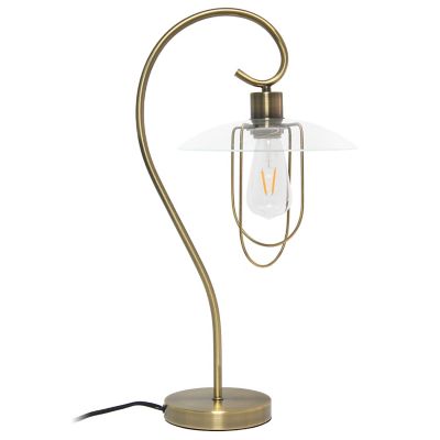 Image showing  Modern Metal Scroll Table Lamp, Antique Brass