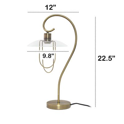 Image showing  Modern Metal Scroll Table Lamp, Antique Brass