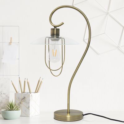 Image showing  Modern Metal Scroll Table Lamp, Antique Brass
