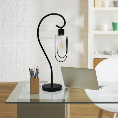 Lalia Home Modern Metal Scroll Table Lamp, Black