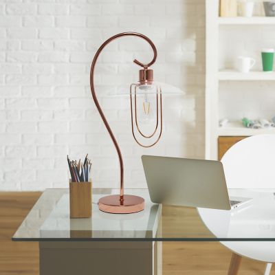 Lalia Home Modern Metal Scroll Table Lamp, Rose Gold