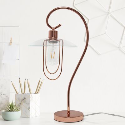 Image showing  Modern Metal Scroll Table Lamp, Rose Gold