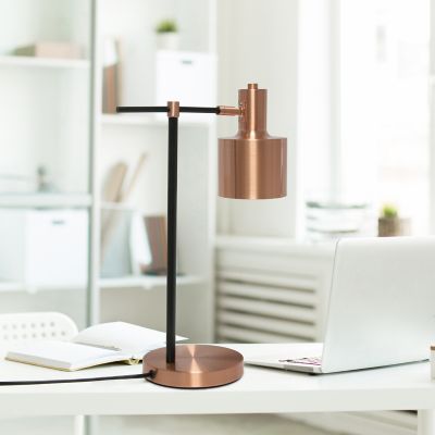 Lalia Home Mid Century Modern Metal Table Lamp, Rose Gold