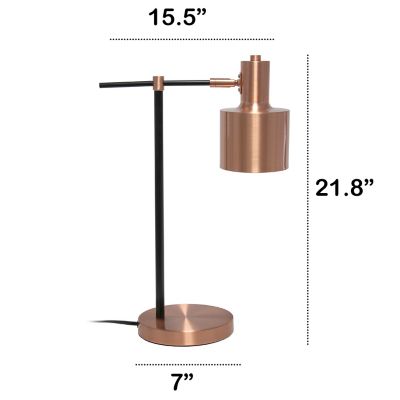 Image showing  Mid Century Modern Metal Table Lamp, Rose Gold