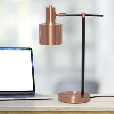Image showing  Mid Century Modern Metal Table Lamp, Rose Gold