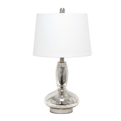 Lalia Home Glass Dollop Table Lamp with Fabric Shade, Mercury Glass