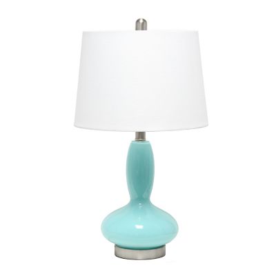 Lalia Home Glass Dollop Table Lamp With Fabric Shade, Seafoam Glass
