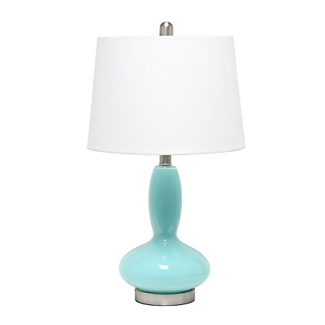 Lalia Home Glass Dollop Table Lamp with Fabric Shade, Seafoam Glass
