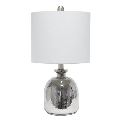 Lalia Home Metallic Hammered Glass Jar Table Lamp with Grey Linen Shade