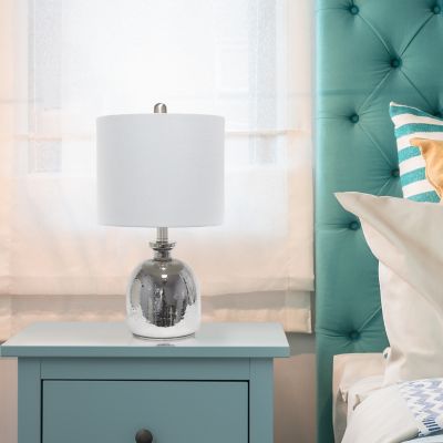 Lalia Home Metallic Hammered Glass Jar Table Lamp with Grey Linen Shade