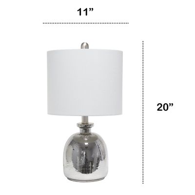 Image showing  Metallic Hammered Glass Jar Table Lamp with Grey Linen Shade