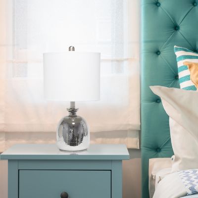 Lalia Home Metallic Hammered Glass Jar Table Lamp with Linen Shade