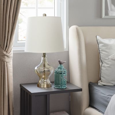 Lalia Home Paseo Table Lamp with Fabric Shade, Mercury Glass