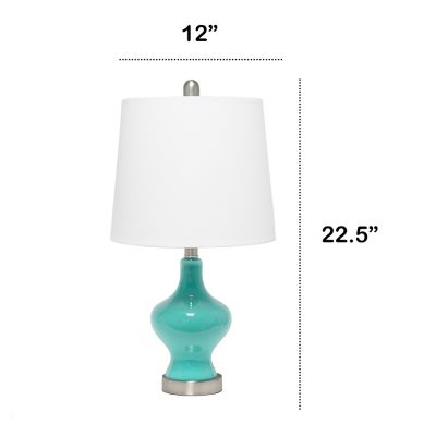 Image showing  Paseo Table Lamp with Fabric Shade, Teal Glass