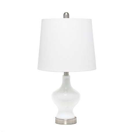 Lalia Home Paseo Table Lamp with Fabric Shade, White Glass