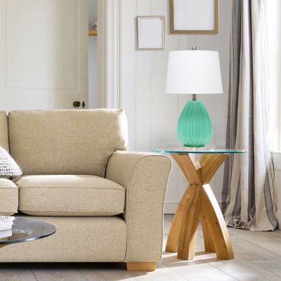 Lalia Home Pleated Table Lamp with Fabric Shade, Seafoam