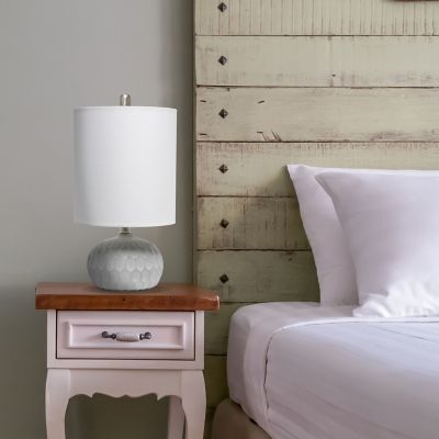 Lalia Home Concrete Thumbprint Table Lamp with Fabric Shade