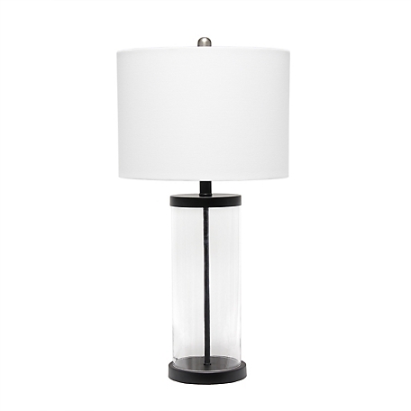 Lalia Home Entrapped Glass Table Lamp with Fabric Shade, Black