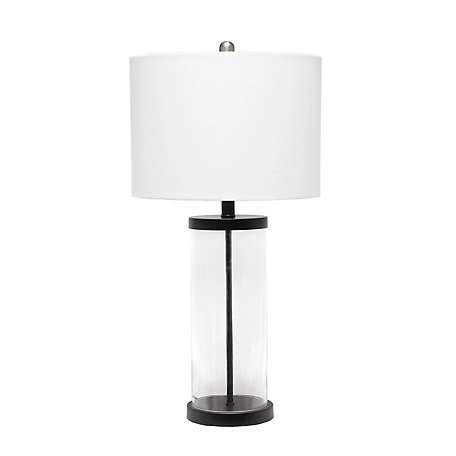 Lalia Home Entrapped Glass Table Lamp with Fabric Shade, Black
