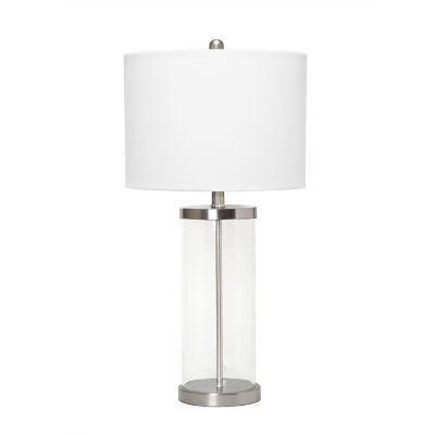 Lalia Home Entrapped Glass Table Lamp with Fabric Shade, Brushed Nickel