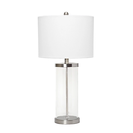 Lalia Home Entrapped Glass Table Lamp with Fabric Shade, Brushed Nickel