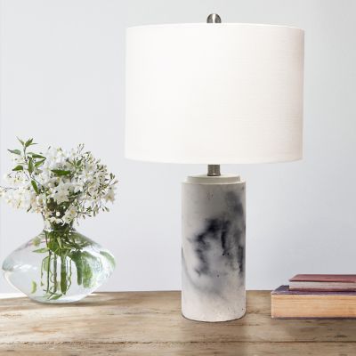 Image showing  Marbleized Table Lamp with Fabric Shade