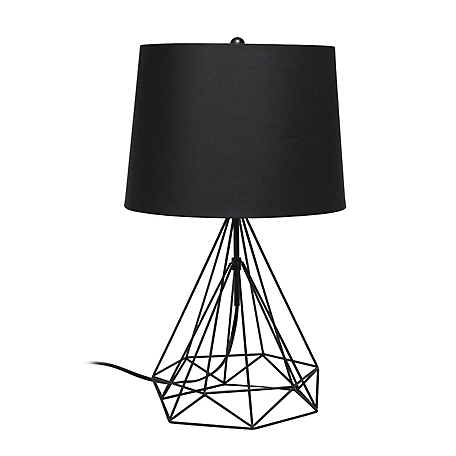 Lalia Home Geometric Wired Table Lamp with Fabric Shade, Black