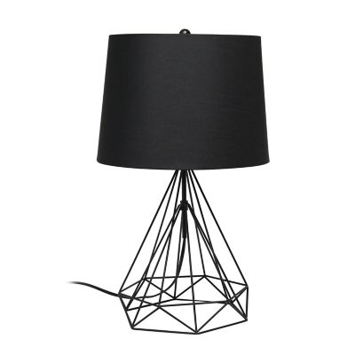 Image showing  Geometric Wired Table Lamp with Fabric Shade, Black