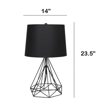 Image showing  Geometric Wired Table Lamp with Fabric Shade, Black