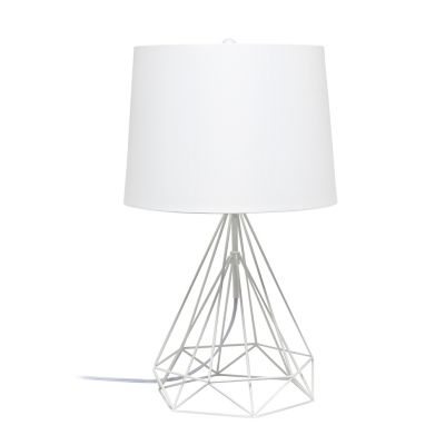 Lalia Home Geometric Wired Table Lamp with Fabric Shade, White