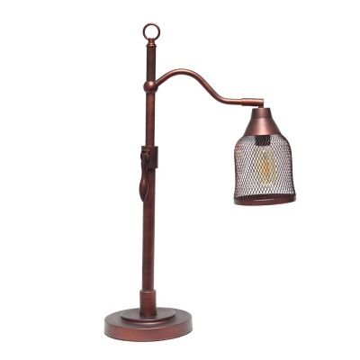 Image showing  Vintage Arched Table Lamp with Iron Mesh Shade