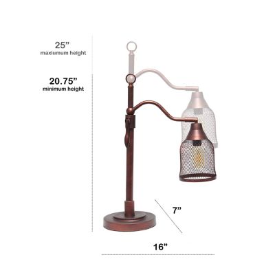 Image showing  Vintage Arched Table Lamp with Iron Mesh Shade