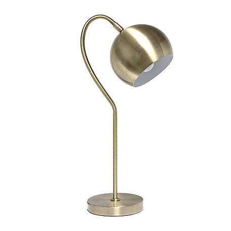 Mid Century Curved Table Lamp, Rivet Mid Century Modern Curved Brass Table Desk Lamp