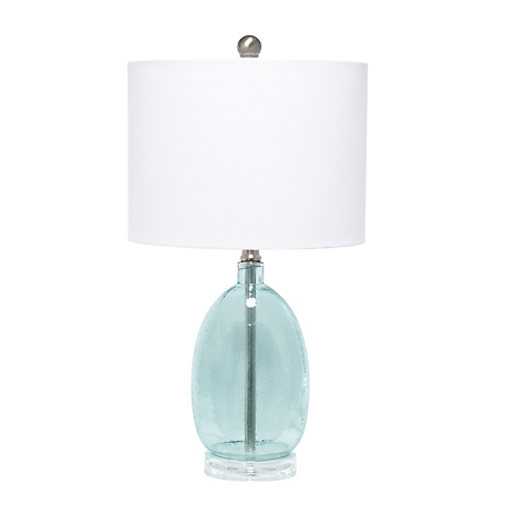 Lalia Home Oval Glass Table Lamp with Drum Shade