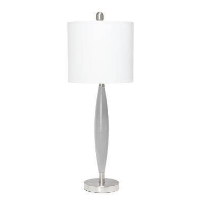 Lalia Home Stylus Table Lamp with Fabric Shade, Gray