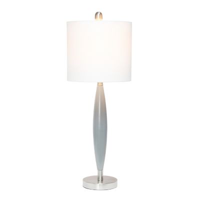 Image showing  Stylus Table Lamp with Fabric Shade, Gray/White