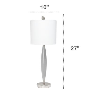 Image showing  Stylus Table Lamp with Fabric Shade, Gray/White
