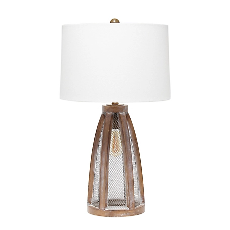 Lalia Home Wooded Arch Farmhouse Table Lamp with Fabric Shade