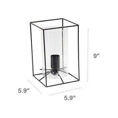 Image showing  Framed Black Table Lamp with Clear Cylinder Glass Shade, Small