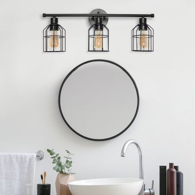 Lalia Home 3-Light Industrial Wired Vanity Light, Black