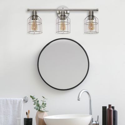 Lalia Home 3-Light Industrial Wired Vanity Light, Brushed Nickel