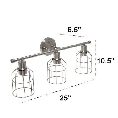 Image showing  3-Light Industrial Wired Vanity Light, Brushed Nickel