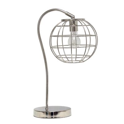 Lalia Home Arched Metal Cage Table Lamp, Polished Chrome