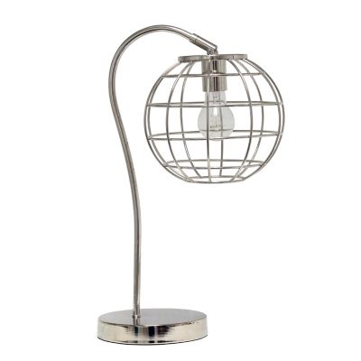 Image showing  Arched Metal Cage Table Lamp, Polished Chrome