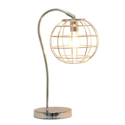 Image showing  Arched Metal Cage Table Lamp, Polished Chrome