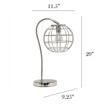 Image showing  Arched Metal Cage Table Lamp, Polished Chrome